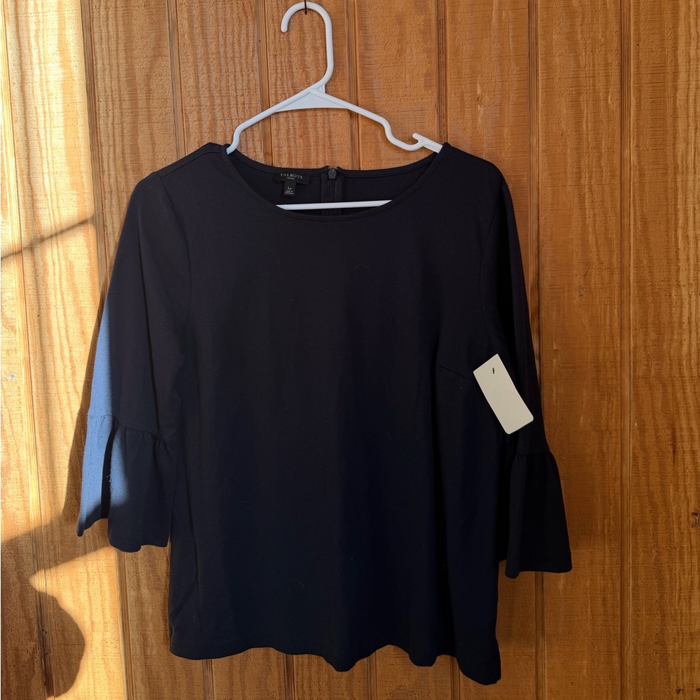 Talbots Black Women's Blouse with Bell Sleeves